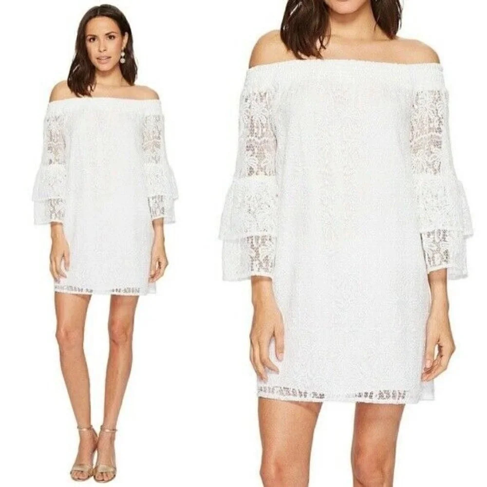 Lilly Pulitzer Size XXS White Tobyn Tunic Dress Off Shoulder NEW!